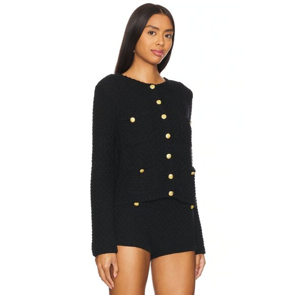 MAJORELLE Evaline Cardigan in Black Knit Pockets - Picture 3 of 5